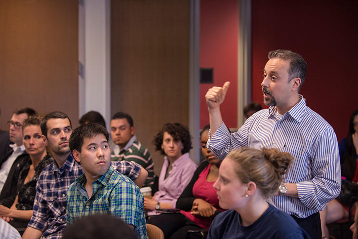 Burak Tanyu teaches an engineering class at Mason's Volgenau School